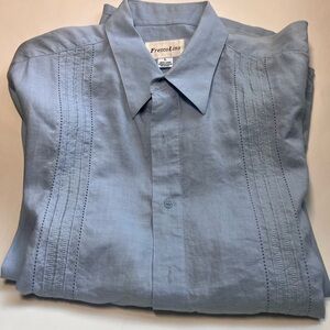 Fresco Lino mens button down linen dress shirt L